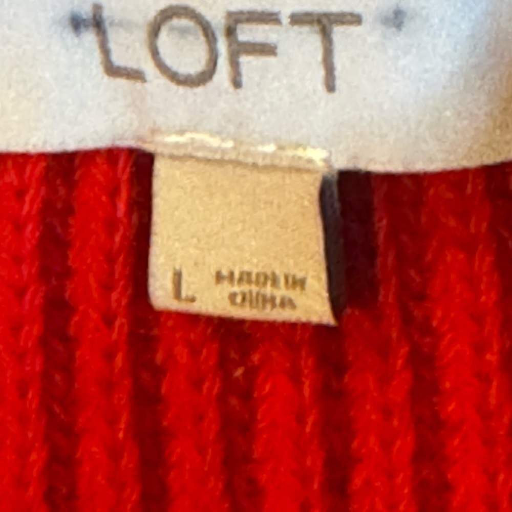 Loft Women’s L Red Burgundy Sweater Lightweight Ribbed Preppy Hi Low Waist Line - Picture 4 of 10